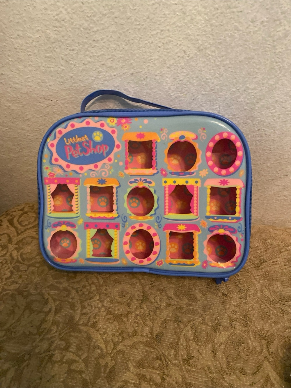 Littlest Pet Shop Blue Carry Case with Pink & Yellow Accents